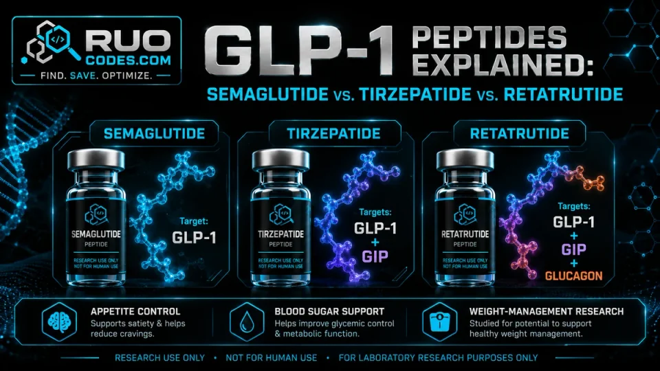 GLP-1 Peptides Explained: Semaglutide vs. Tirzepatide vs. Retatrutide (Research Guide)