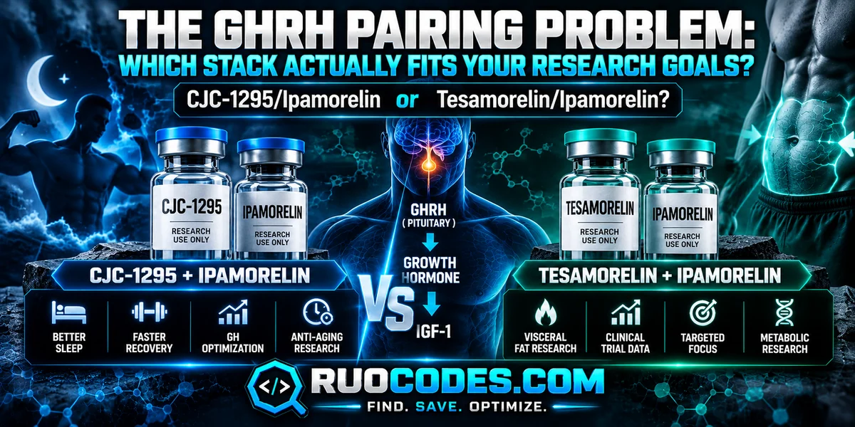Illustrated comparison of CJC-1295 with ipamorelin and tesamorelin with ipamorelin research pairings