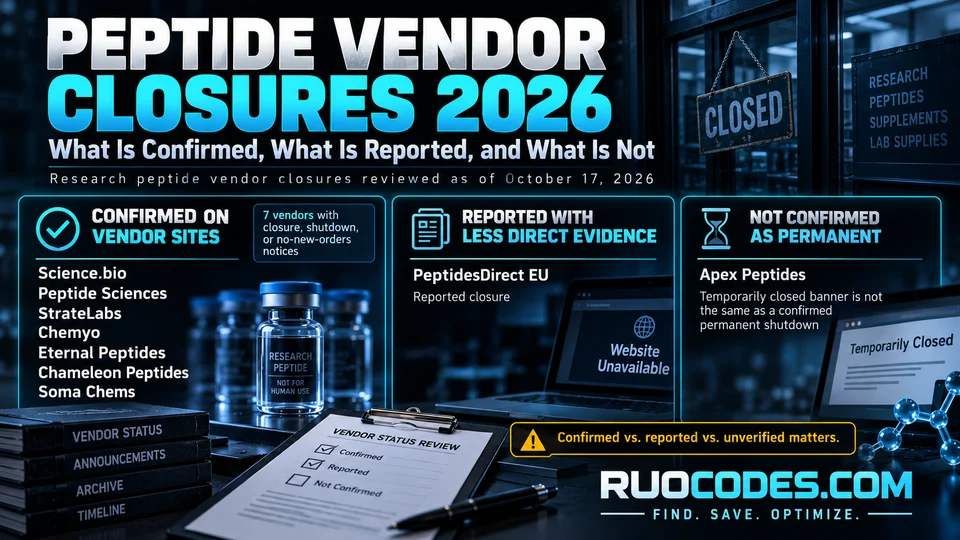 Peptide Vendor Closures 2026: What Is Confirmed, What Is Reported, and What Is Not
