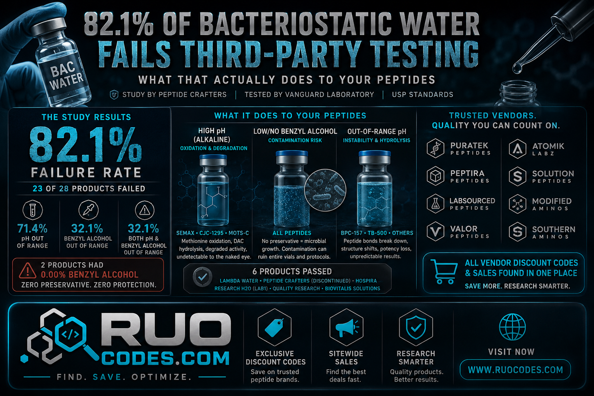 82.1% of Bacteriostatic Water Fails Third-Party Testing: What That Actually Does to Your Peptides