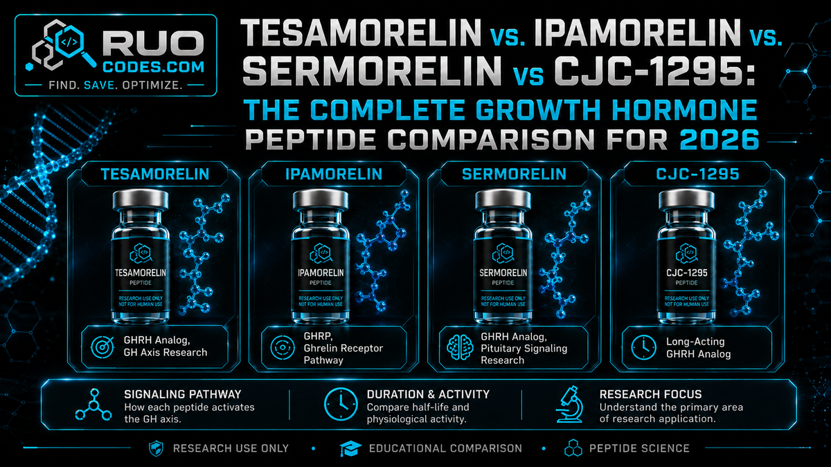 Tesamorelin vs. Ipamorelin vs. Sermorelin vs. CJC-1295: The Complete Growth Hormone Peptide Comparison for 2026